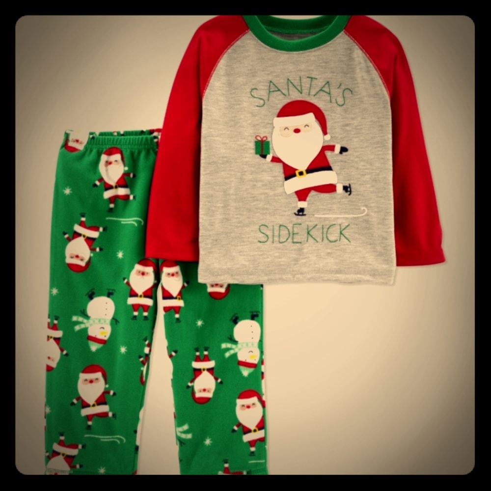 New With Tags Carter's 2 Piece Pajama Set 2T Santa's Sidekick